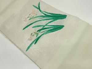 絽花葉模様織出し名古屋帯